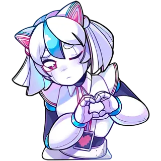 🫶 애니메이션 여자, 로봇 여자, 하트 손, 귀여운, 카와이, 애니메이션 스티커 telegram sticker