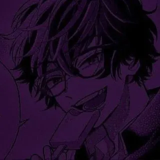 🛐 动漫, 漫画, 男孩, 眼镜, 暗黑, 紫色 telegram sticker