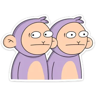 😐 Affe, Cartoon, lustig, lila, Tiere, Sticker telegram sticker