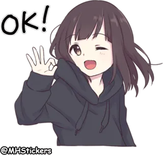 👌 OK! Anime, Garota, Okay, Ok, Fofo telegram sticker