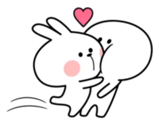 👨 mignon, lapin, ours, câlin, amour, dessin animé telegram sticker