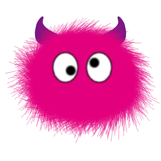 😈 monster, cute, pink, fluffy, horns, cartoon whatsapp sticker