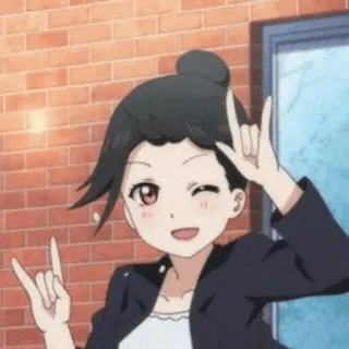 🎈 Anime, Mädchen, Süß, Zwinkern, Peace, Handzeichen telegram sticker