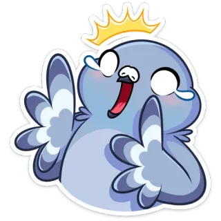 😂 chim, bồ câu, vương miện, vui vẻ, dễ thương, hoạt hình telegram sticker