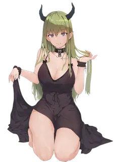 🧸 アニメガール, 悪魔, 角, ドレス telegram sticker