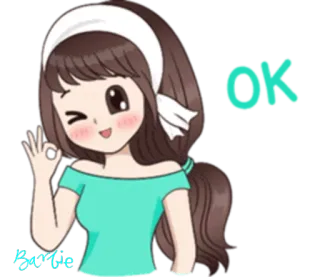👍 OK Hoạt hình, Dễ thương, Cô gái, Cử chỉ OK, Phê duyệt, Nữ giới telegram sticker