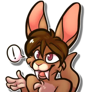 🤓 ! cartoon, mammal, animal, ears, exclamation, talking telegram sticker