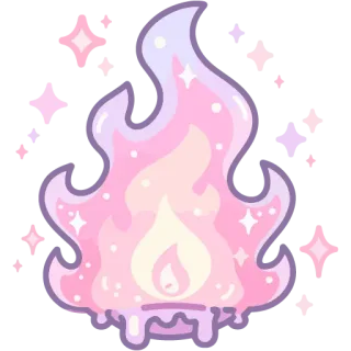 🔥 fire, flame, cute, pink, sparkles, pastel telegram sticker