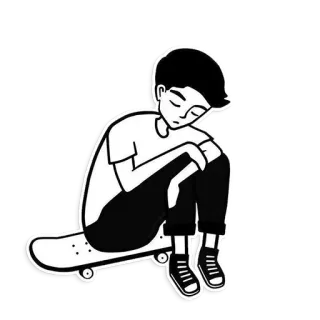 🤪 skate, triste, chico, adolescente, melancolía, skater telegram sticker