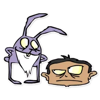😕 desenho animado, coelho, cabeça, engraçado, adesivo whatsapp sticker