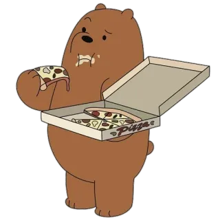 🍕 bear, pizza, food, cartoon, hungry telegram sticker