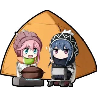 😍 Anime, Camping, Mignon, Tente, Cuisine, Dessin animé, Personnages telegram sticker