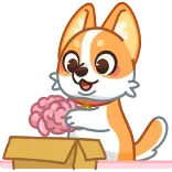 🐥 cane, cervello, scatola, cartone animato, animale, kawaii telegram sticker