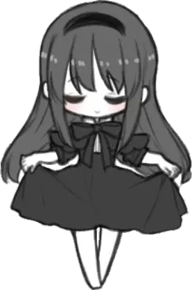 😔 Anime, Chibi, Desenho animado, Garota, Vestido telegram sticker