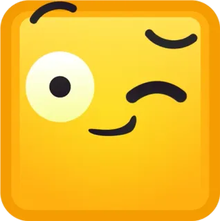 😉 Emoji, Kedipan, Kuning, Persegi, Ekspresi, Senang telegram sticker
