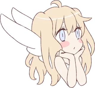 😗 Anime, Anjo, Fofo, Kawaii, Mangá, Garota, Asas telegram sticker
