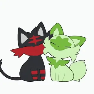 🥰 Litten and Sprigatito Pokémon whatsapp sticker