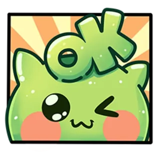 👍 OK mono, kawaii, verde, monstruo, blob, positivo, afirmativo whatsapp sticker