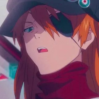 ❤️ Asuka Langley Soryu Neon Genesis Evangelion Anime, Gadis, Penutup mata, Pilot, Asuka telegram sticker