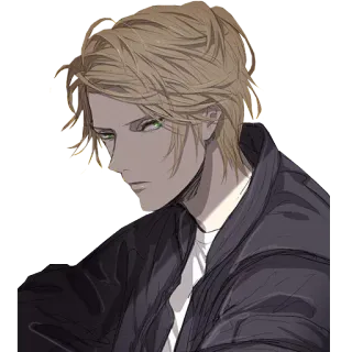 😒 anime, art, illustration, blonde hair, male, character telegram sticker