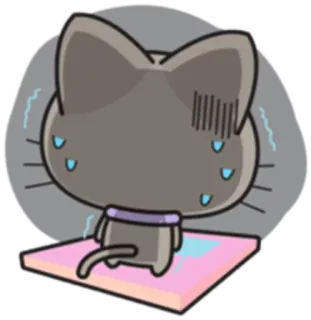😰 cat, nervous, sweating, frightened, cartoon whatsapp sticker