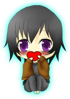 ❤️ Chibi, Animé, Mignon, Coeur, Dessin animé, Kawaii whatsapp sticker