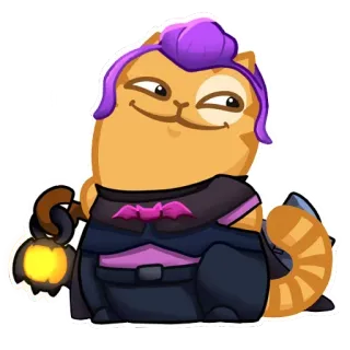 ❤️ kot, kreskówka, halloween, nietoperz, pomarańczowy kot, fioletowy, kostium telegram sticker