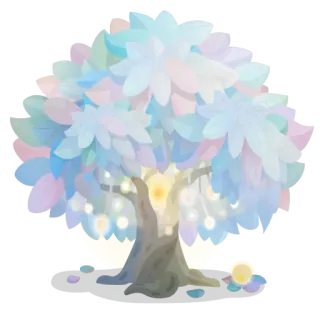 🌳 boom, pastel, aquarel, natuur, licht, bladeren telegram sticker