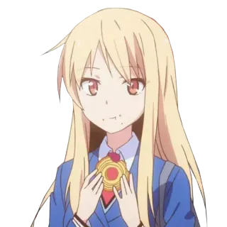 🍕 Anime, Dziewczyna, Słodka, Blond włosy, Je, Mundur telegram sticker