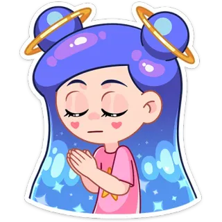 😔 kartun, anime, gadis, luar angkasa, bintang, imut, stiker telegram sticker