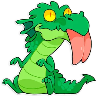 😛 dragão, desenho animado, verde, fantasia, animal, adesivo, mítico, fofo telegram sticker