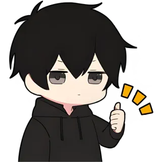 👍 anime, cartoon, character, boy, thumbs up, approval, cute, positive telegram sticker