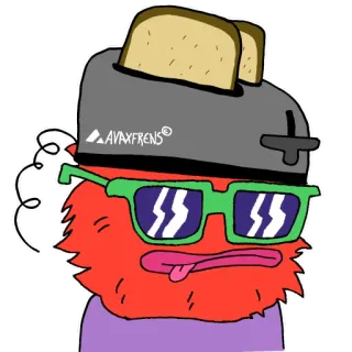 🍞 AVAXFRENS kreskówka, potwór, toster, chleb, okulary, głupi telegram sticker
