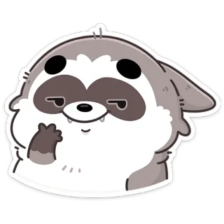 ☺️ szop pracz, słodki, zwierzę, kreskówka, naklejka, futrzany, uroczy whatsapp sticker