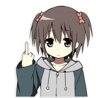 🖕 Chica anime, Dedo corazón, Ofensivo, Dibujo animado, Pegatina telegram sticker