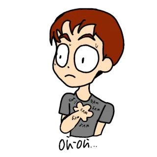 😳 Ой-ой... dessin animé, personnage, expression, anxiété, sueur, russe, onomatopée telegram sticker