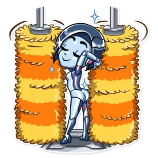 🚿 robot, car wash, cleaning, futuristic, cute telegram sticker