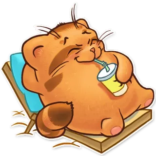 😊 cat, beach, relax, drink, summer, sun, cute whatsapp sticker