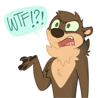 🤨 WTF!?! cartoon, otter, confused, questioning telegram sticker