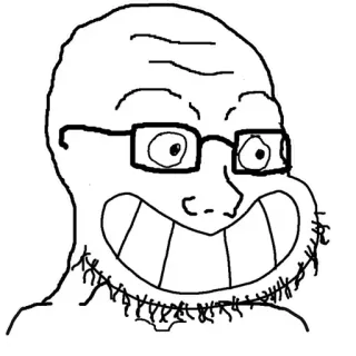 😬 Meme, Wojak, Soyjak, Karikatuur, Gezicht, Bril telegram sticker