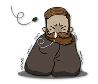 😣 mann, bart, krank, erkältung, niesen, cartoon, decke telegram sticker
