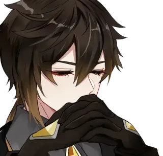 🤔 Zhongli Genshin Impact anime, game, genshin impact, zhongli, character, black hair telegram sticker