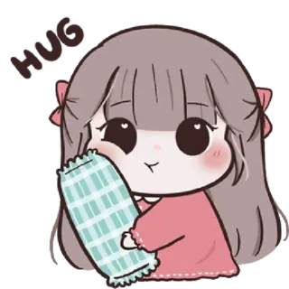 🌙 HUG knuffel, schattig, kawaii, cartoon, meisje, vriendelijk, liefde whatsapp sticker