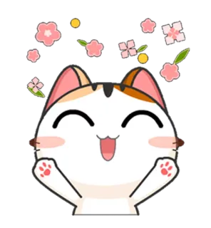 🌸 gato, gatito, feliz, lindo, flores, flor, calicó telegram sticker