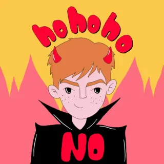 😈 hohoho NO ปีศาจ, เขา, การ์ตูน, ตลก, ทะเล้น, สีแดง, ฮาโลวีน telegram sticker