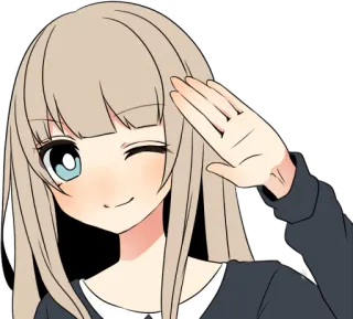 😉 Chica anime, Guiño, Lindo, Dibujos animados, Saludo, Manga telegram sticker