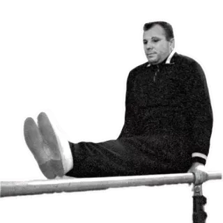 🤸 Yuri Gagarin cosmonaut, soviet union, space, gymnastics, parallel bars, yuri gagarin telegram sticker