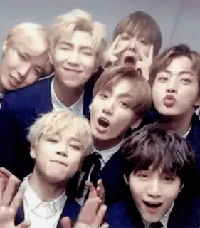 💃 BTS, K-Pop, group, selfie, music, friends telegram sticker