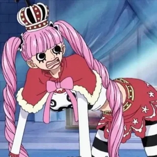 🏴‍☠️ Perona One Piece anime, one piece, perona, crown, pink hair, cartoon whatsapp sticker