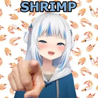 🦐 Gawr Gura SHRIMP Anime, VTuber, Gura, Camarón, Meme, Señalando whatsapp sticker